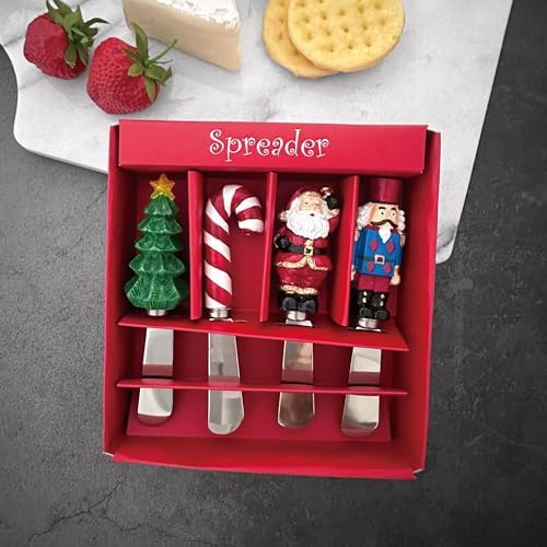 Supreme Housewares Tis the Season Cheese Spreaders, Hand-Painted Resin