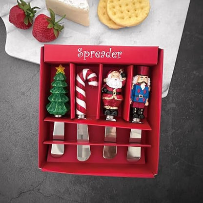 Supreme Housewares Tis the Season Cheese Spreaders, Hand-Painted Resin