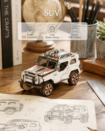 3D Puzzles for Adults, SUV Model Kit, Beginner 3D Wooden Puzzles for