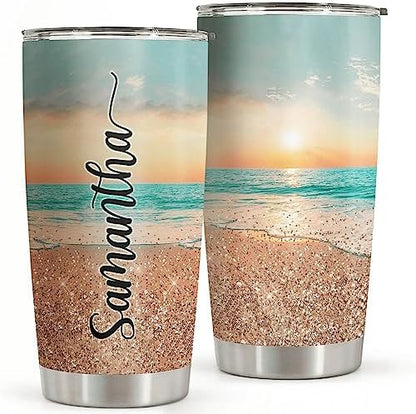 Personalized Summer Beach Vacation 20oz Stainless Steel Tumbler