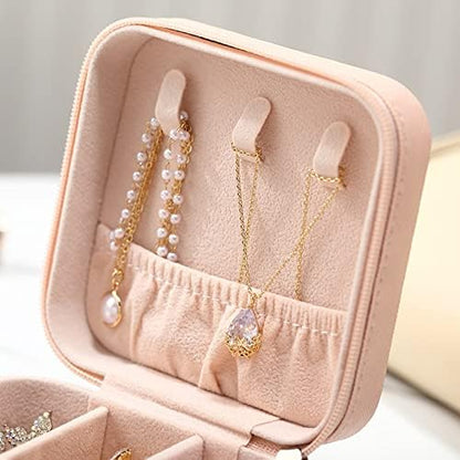 ASLIDECOR Small Travel Jewelry Case,Leather Travel Jewelry Box With