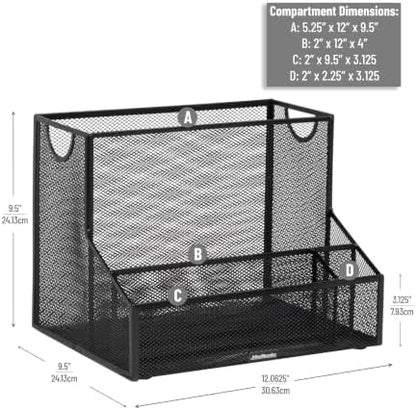 Mind Reader Metal Mesh Desktop Organizer with Hanging File Storage