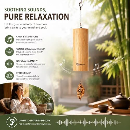 Wind Chimes for Outside Natural Bamboo Windchimes Unique Rain Chime