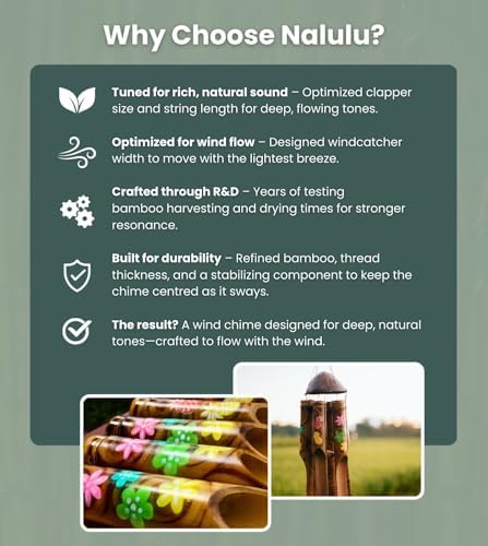 Nalulu Piney Bamboo Wind Chimes - Outdoor Wood Wooden Windchimes