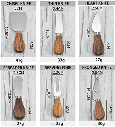 Cheese Knives Set, 6-Piece Stainless Steel Cheese Knife Collection