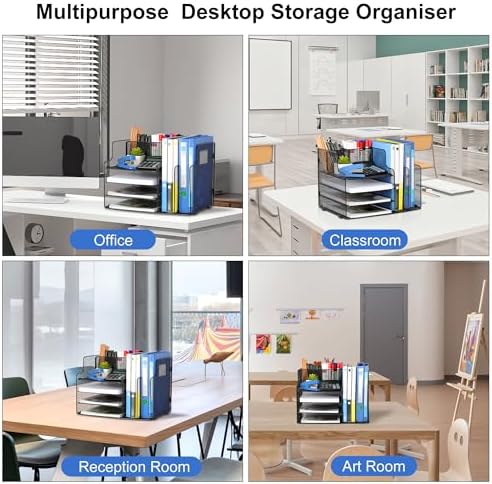 4-Tier Desk Organizer and Accessories with 2 File Holder Storage