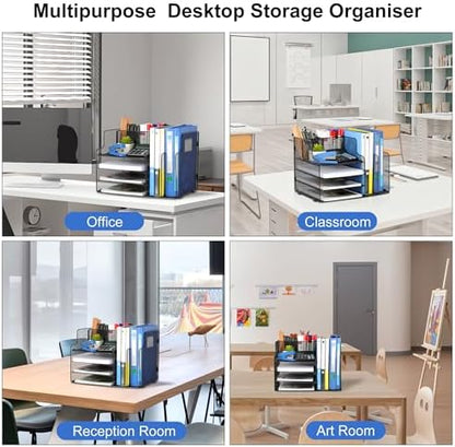 4-Tier Desk Organizer and Accessories with 2 File Holder Storage