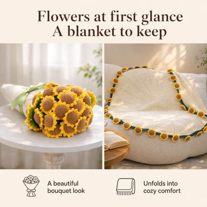 Get Well Gifts for Women, Sunflower Flower Bouquet Blanket Gift
