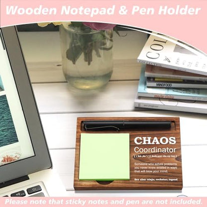 Chaos Coordinator Sticky Note Holder Wooden Notepad & Pen Holder