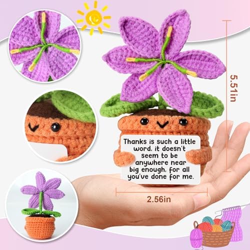 Crochet Purple Lily Thank You Gift – Handmade Appreciation Flower Doll