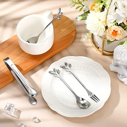 Sieral 10 Pieces Sugar Cube Tongs Mini Spoons Dessert Forks Set
