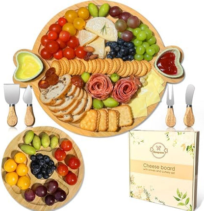 Charcuterie Boards Gift Set: Bamboo Charcuterie Cheese Board - Unique