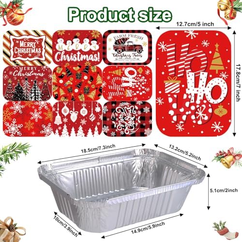 DIYDEC 36PCS Christmas Aluminum Food Containers Foil storage Tin with