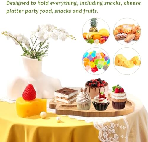 Wooden Serving Tray, Double Heart Shape Cheese Board Platter