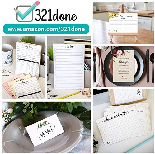 321Done Blank Recipe Cards, Small 3x5, Set of 50, Sunflowers on Tan