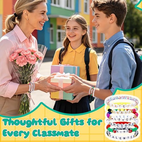 30Pcs Inspirational Bracelet Gift for Student, Back to School Handmade