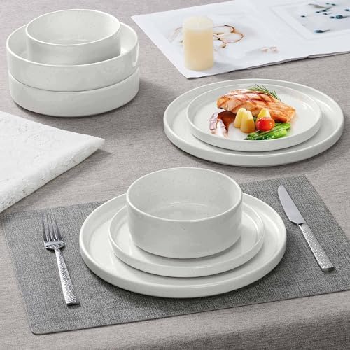 Herogo Dinnerware Dishes Sets with Salad Bowls, 24 Piece Plates and