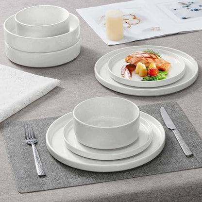 Herogo Dinnerware Dishes Sets with Salad Bowls, 24 Piece Plates and