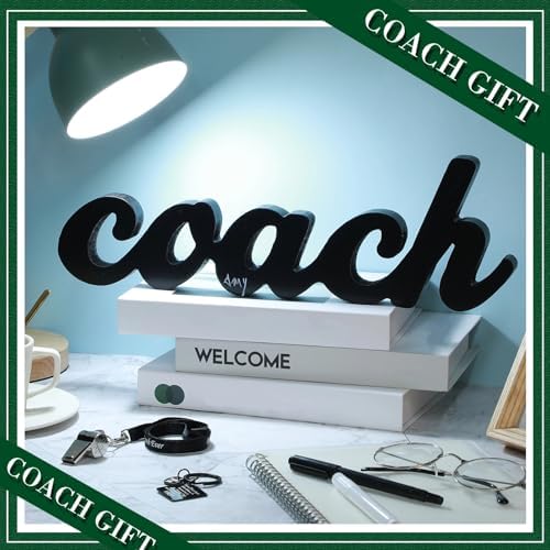 Sratte 5 Pcs Thank You Gift for Coach Include Black Wood Word Sign