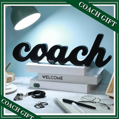 Sratte 5 Pcs Thank You Gift for Coach Include Black Wood Word Sign
