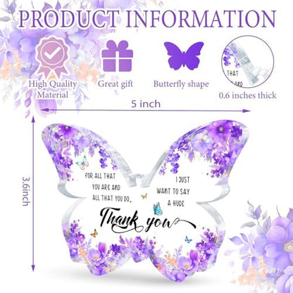 Thank You Gifts for Women, Purple Butterfly Acrylic Desk Decor