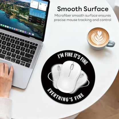 Round Mouse Pad 8x8in Non-Slip Rubber Base for Desk, OK Hand