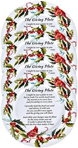 Gift Boutique Set of 4 Christmas Giving Plate with Poem Metal Tin 13”