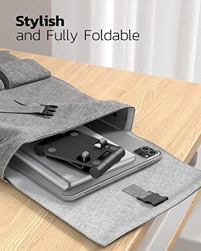 Nulaxy 2 Pack Aluminum Dual Folding Cell Phone Stanr for Desk, Black &
