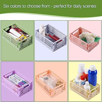 HUUSMOT 6-Pack Collapsible Small Plastic Storage Baskets