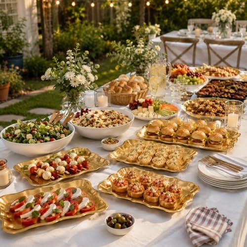 Gift Boutique 10 Gold Rectangle Trays for Dessert Display Table