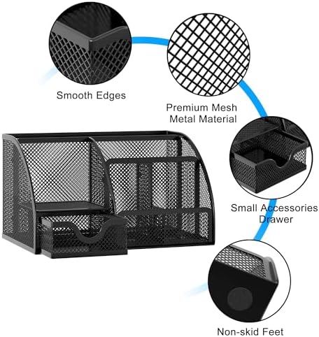 EasyPAG Mesh Desk Organizer with Drawer Multi-functional Pen Holder