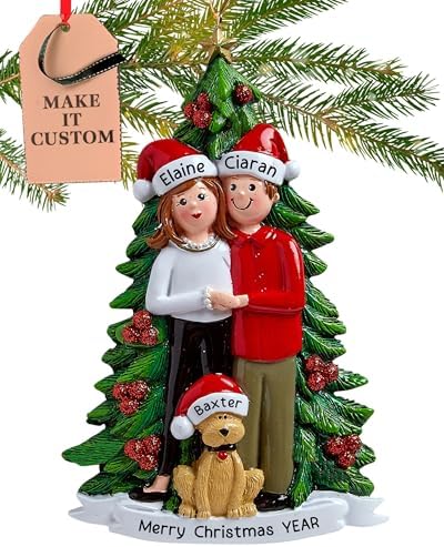 Personalized Couple with Dog Ornament 2026, Dog Parents with Tree