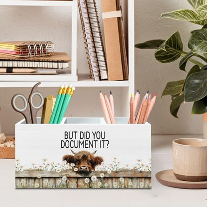 DILSJ Funny Highland Cow Office Pen Pencil Holder Organizer for Desk