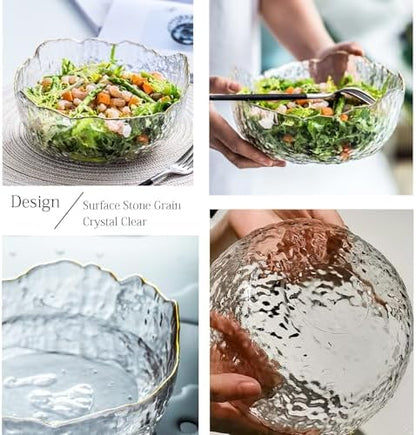 TOSSOW Glass Salad Bowl Irregular Shape Serving Bowls 25 oz