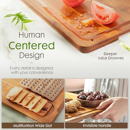 Astercook Deep-Carbonized Bamboo Cutting Boards for Kitchen with Wood
