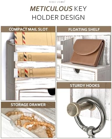 Rebee Vision Key Holder Wall Mount with 2 Drawers for Apartment