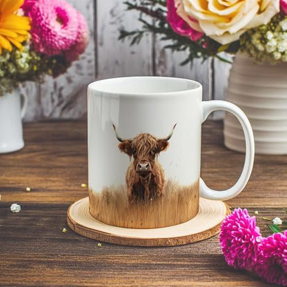 Western Highland Cow Mug, Farmhouse Rustic Western Cows Coffee Cups