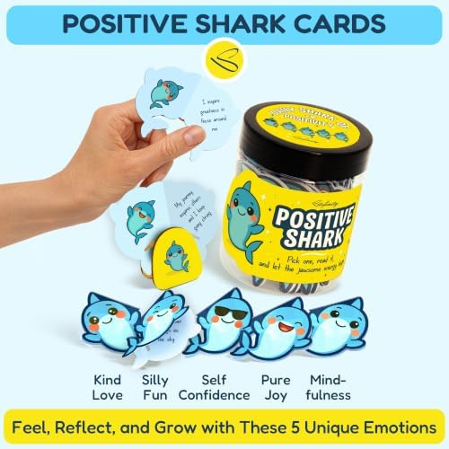 STOFINITY Positive Shark Jar, 60 Affirmation Cards, Gifts for Women