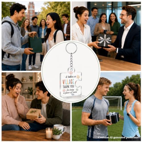12 Pcs Thank You Teachers Keychains, It Takes a Village Appreciation