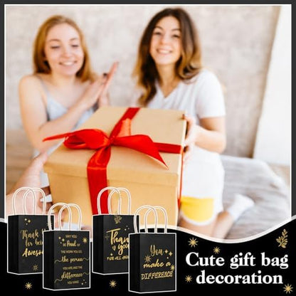 Gueevin 40 Thank You Employee Gift Bags,Appreciation,Black