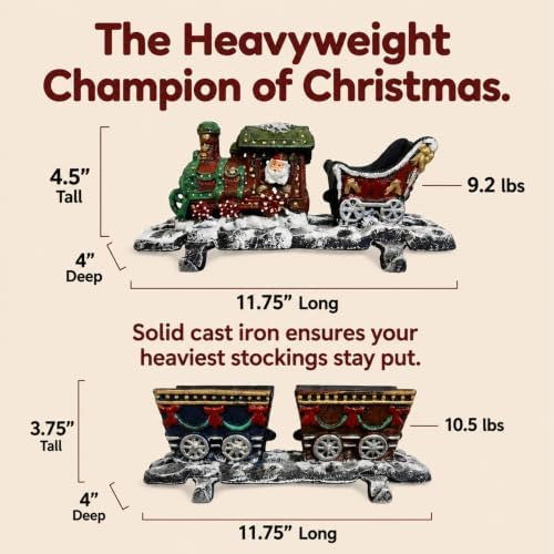 Lulu Decor, Cast Iron Christmas Stocking Holder 3D Train Rail Carts