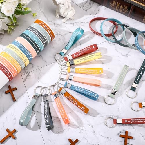 Unittype 120 Pcs Bible Verse Bracelets Keychains Bulk Set