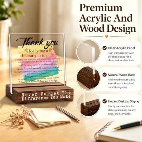Thank You Plaque, Mentor Appreciation Gift, Inspirational Desk Decor