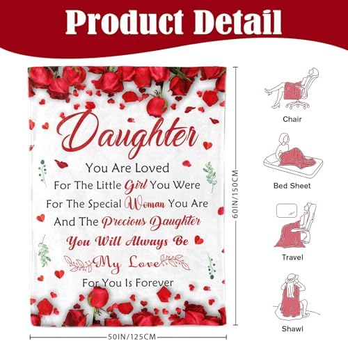 Daughter Birthday Gifts from Mom or Dad, To My Daughter Blanket, 50" x