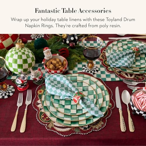 MACKENZIE-CHILDS Set of 4 Polyresin Napkin Rings, Cute Napkin-Holder