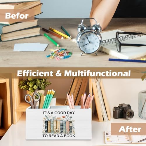 DILSJ Book Lovers Gifts Pen Pencil Holder Organizer for Desk, Bookish