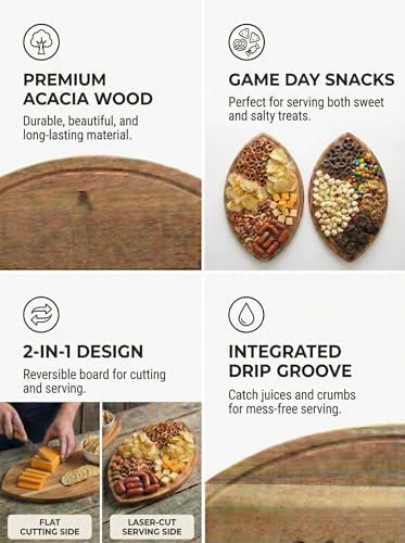 American Football Charcuterie Board 16X9.5 Inch, Game Day Hosting Tray