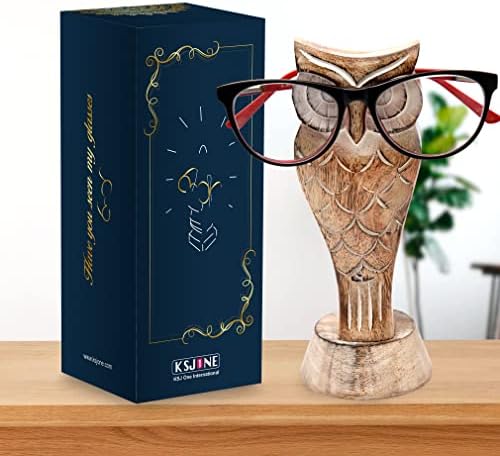KSJONE Gift Packaged Unique Owl Spectacle Holder Wooden Eye glasses