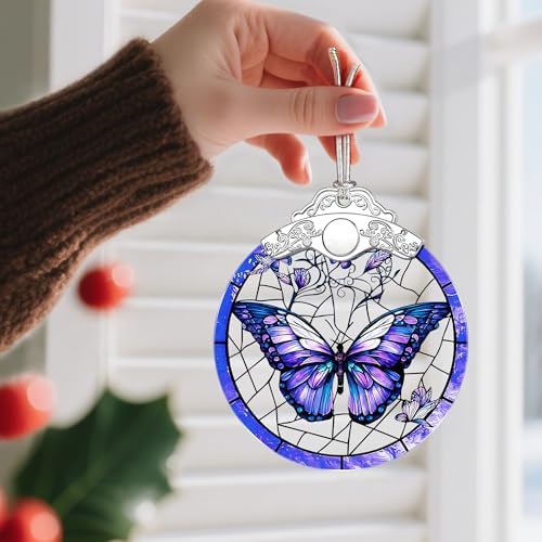Butterfly Ornament, Stained Glass Christmas Decorations, Christmas