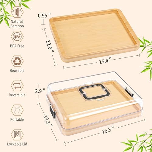 CAWIU Large Charcuterie Board with Lid, Portable Cheese Board & Snack